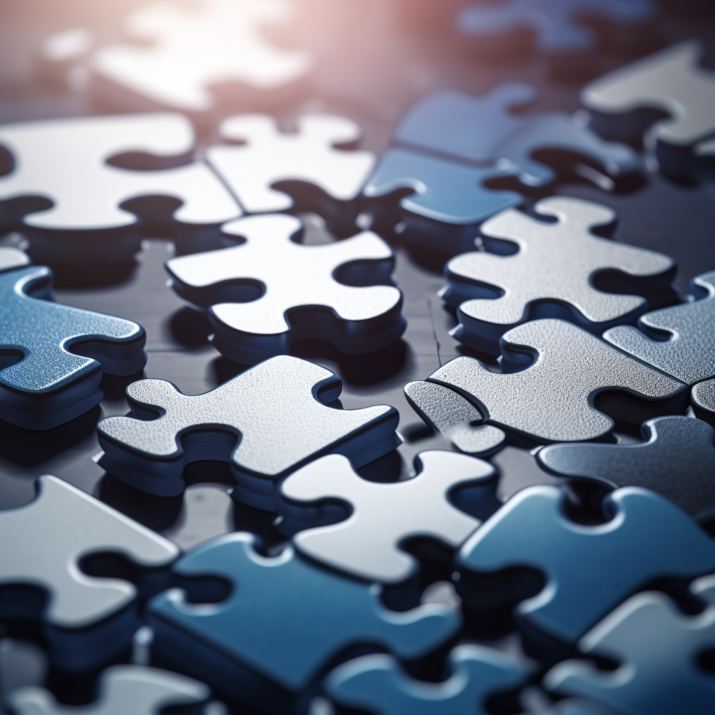Several puzzle pieces coming together, representing missing pieces in mass tort litigation