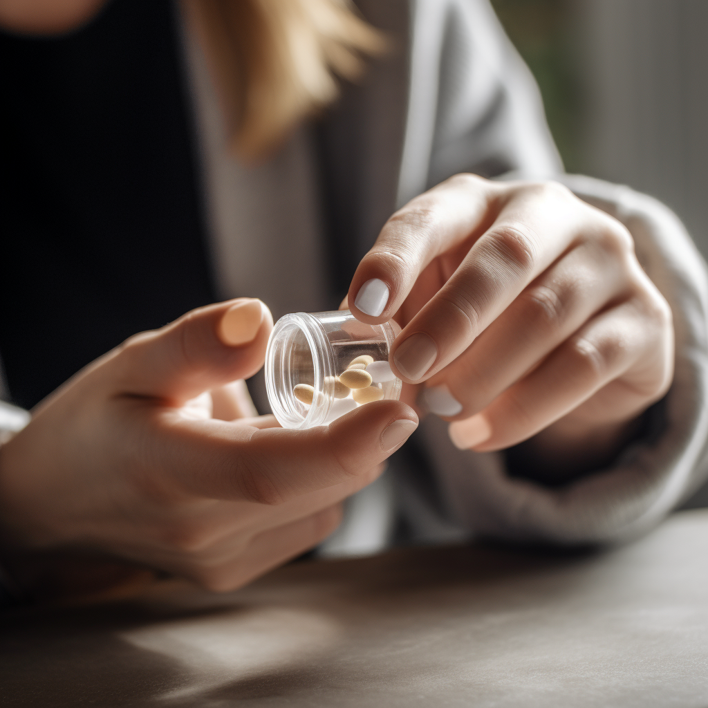 A person opening a pill bottle